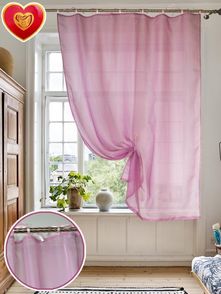 Штора вуалевая на атласных лентах темно-розовая 140х220 см
