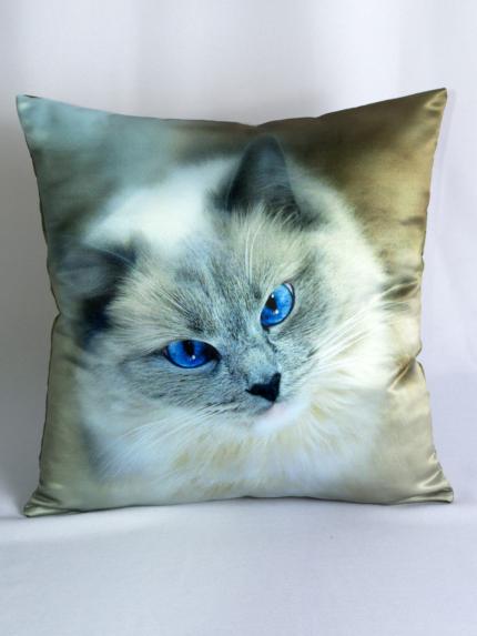 Подушка с фотопечатью Голубоглазая кошка 35*35 см