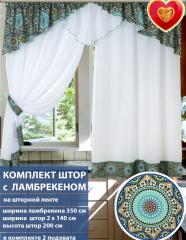 Комплект штор для кухни с ламбрекеном Примавера бухара